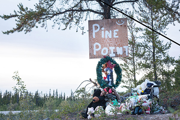Today's Pine Point memorial. Photo by Hannah Eden/Up Here
