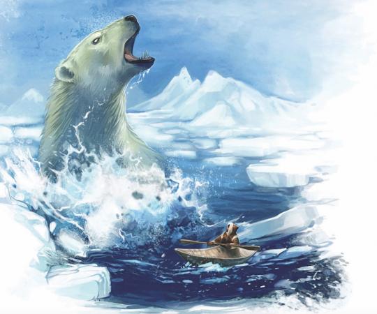 The nanurluk is a ferocious polar bear the size of an iceberg that lives beneath the sea. 