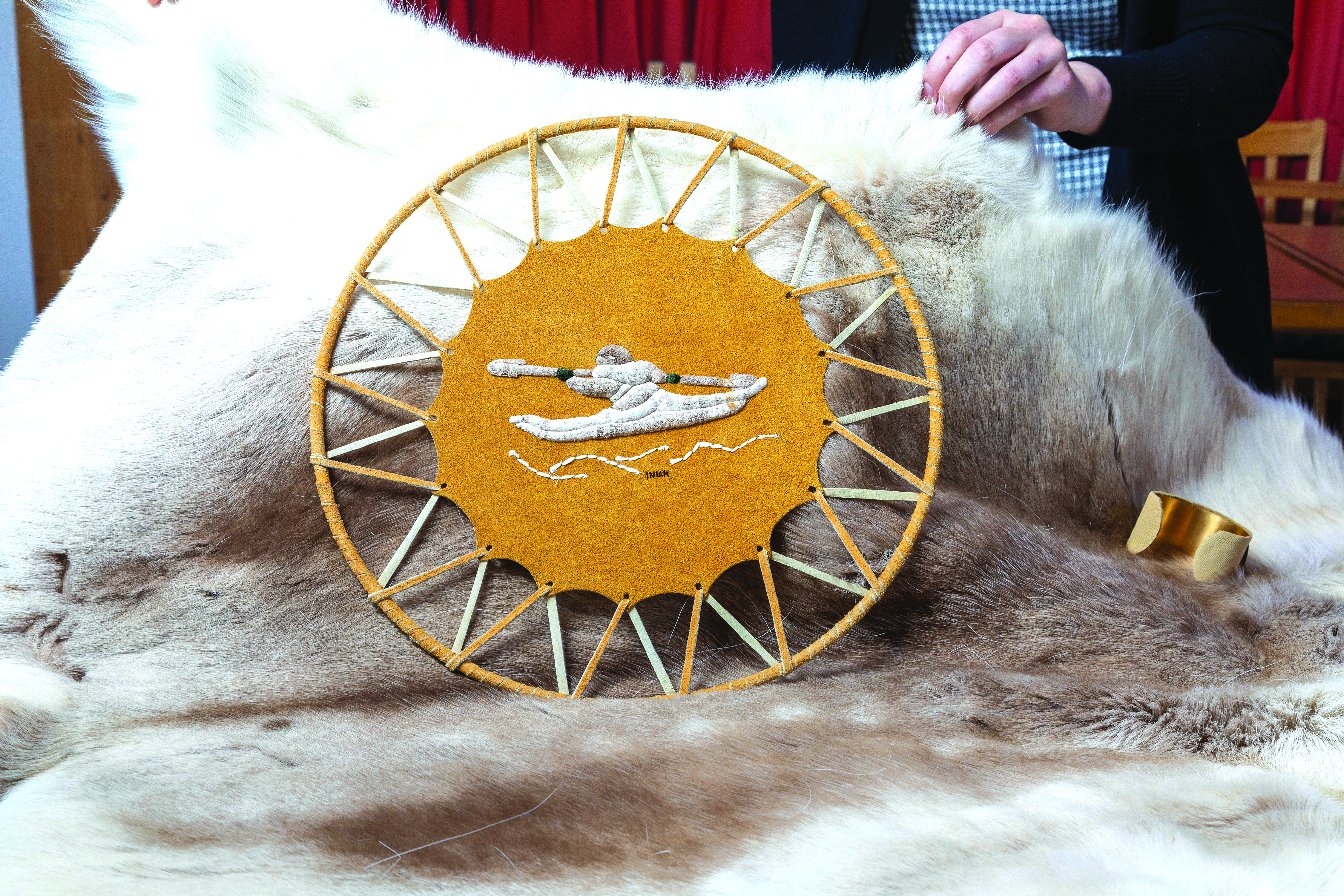 One of Inuk's tuftings depicting a kayak. 