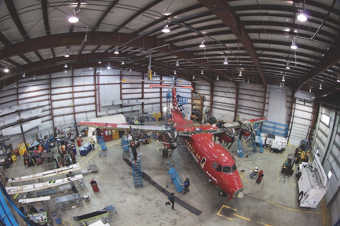 Air Tindi's hangar at the Yellowknife airport. Tindi was sold in the collapse of Discovery Air. Photo by Bill Braden