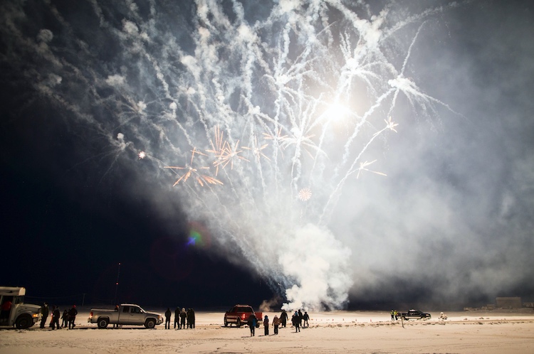 Fireworks at the opening of the Inuvik-Tuktoyaktuk Highway.