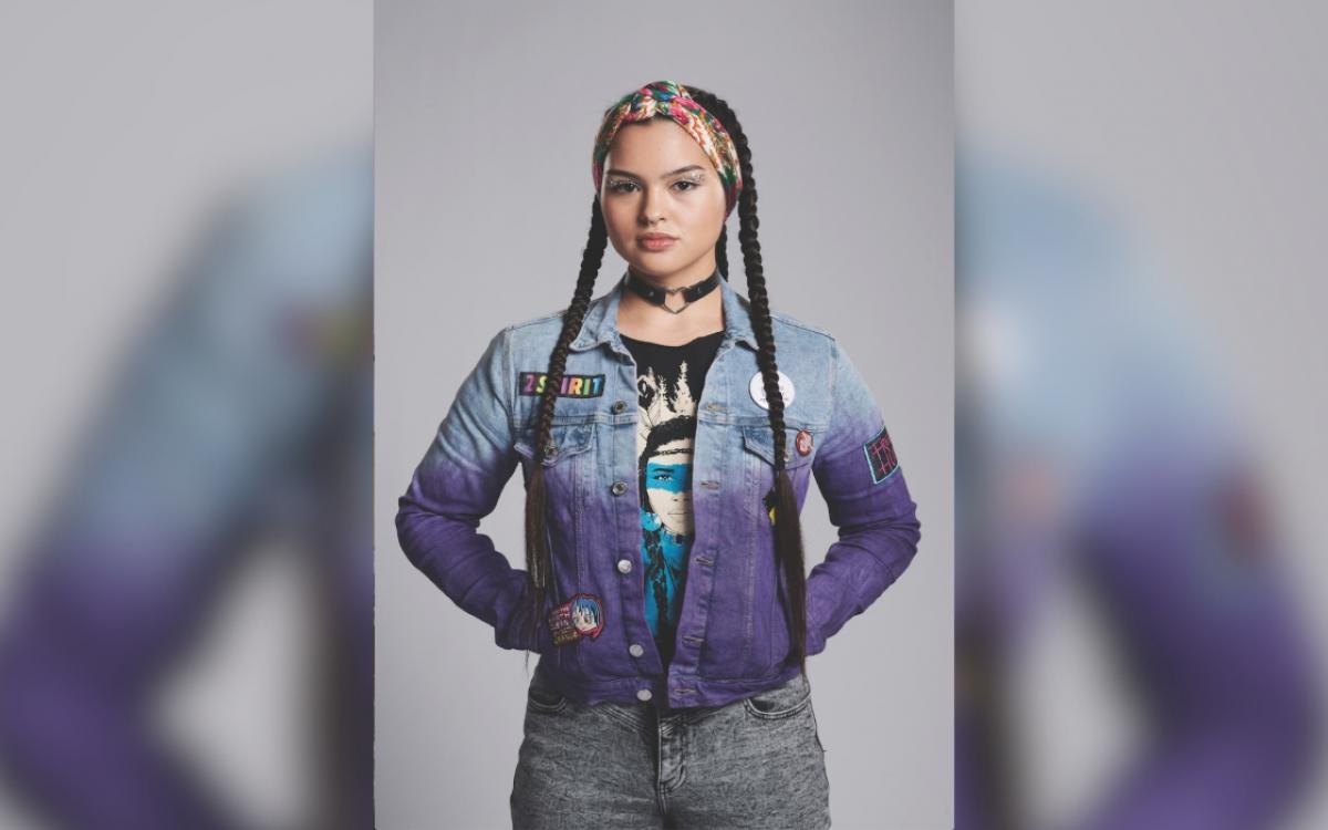 Anna Lambe dressed for her role as Sarah in Trickster