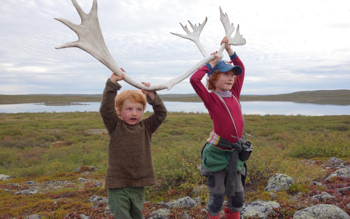 Dwayne Wohlgemuth's kids trying an antler on for size.