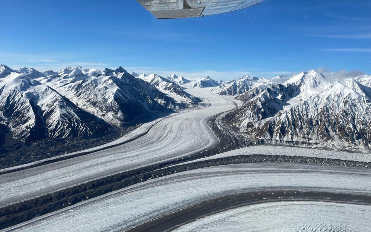 Yukon Glacier views from an airplane window