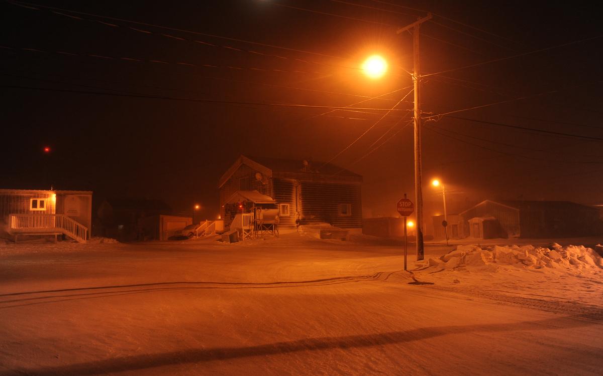 Downtown Cambridge Bay at the end of December. Photo by Herb Mathisen/Up Here