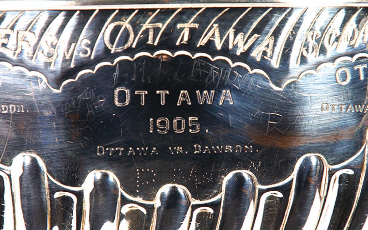 A little bit of the North, inscribed on the cup. Photo: Hockey Hall of Fame