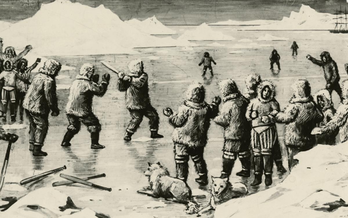 Whaling crews in the 1890s played an extreme version of baseball on the winter sea ice around Herschel Island, off the coast of the Yukon. The local Inuit were their biggest—and rowdiest—fans. Image from National Baseball Hall of Fame, BL-2540.93