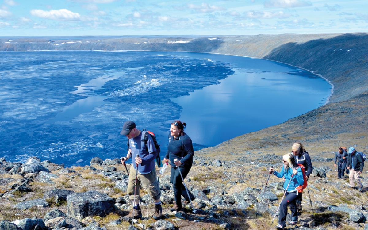 Looking down at the Crystal Eye. Photo by Isabelle Dubois/courtesy of Nunavik Tourism