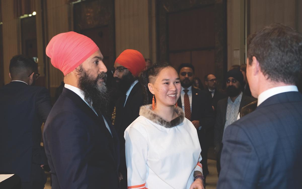  Qaqqaq pictured in Ottawa at her swearing-in ceremeony last October with NDP leader Jagmeet Singh.