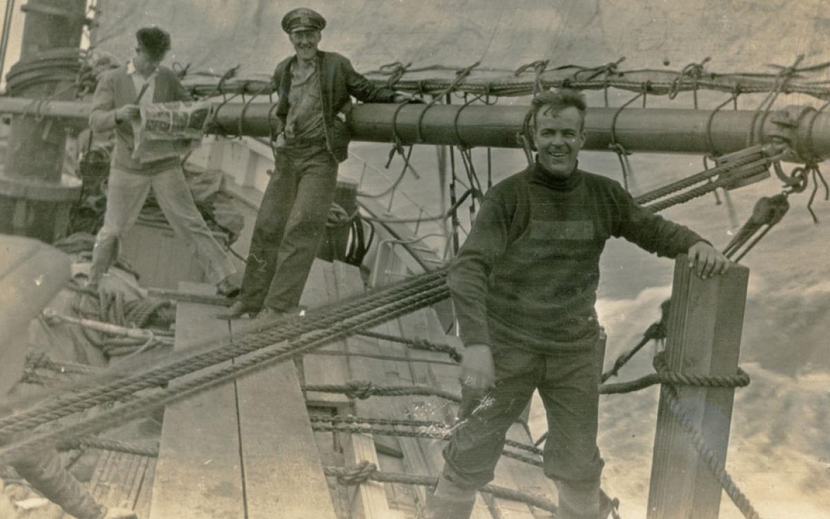 Mountie in wellies: Bill White, in the foreground, aboard the RCMP ship, St. Roch, in the 1930s. The straight-shooting, no-B.S. White is the subject of Mountie in Mukluks. 