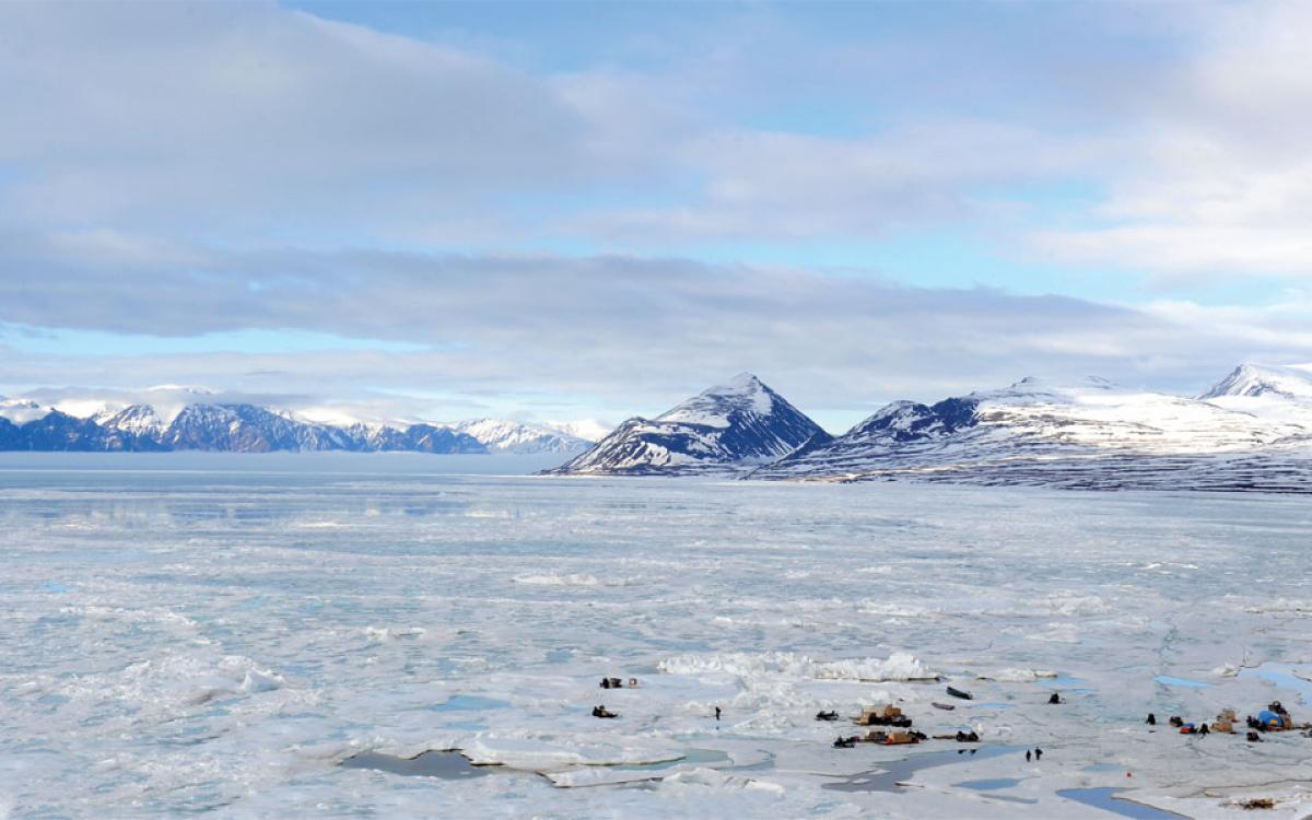 Long haul: It's 7 p.m. at the icy shore of Pond Inlet, Nunavut. Photo by Elaine Anselmi