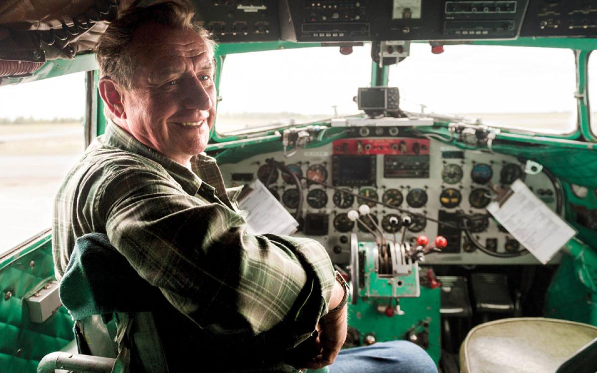 Buffalo Joe at the best seat in the house, er, DC-3. Photo: Hannah Eden