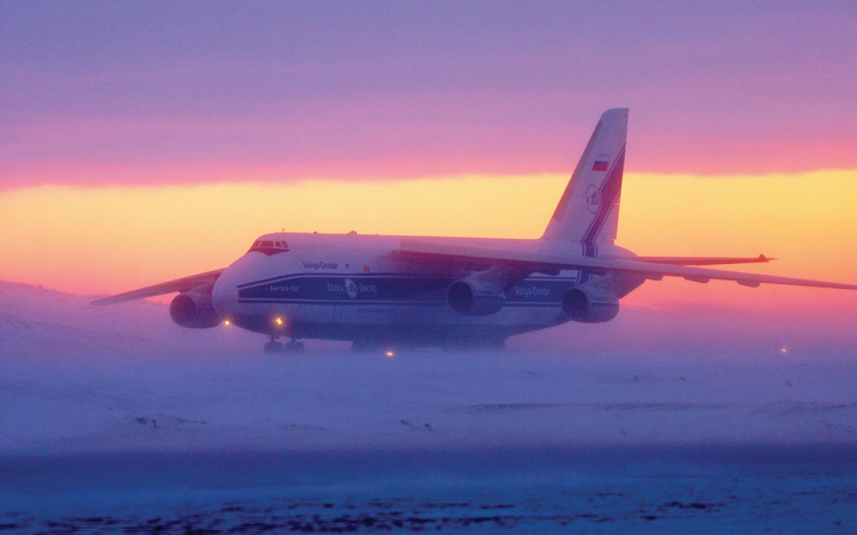 The massive Antonov An-124 drew a crowd of admirers during its brief stay in Iqaluit last April. Photo by Frank Reardon