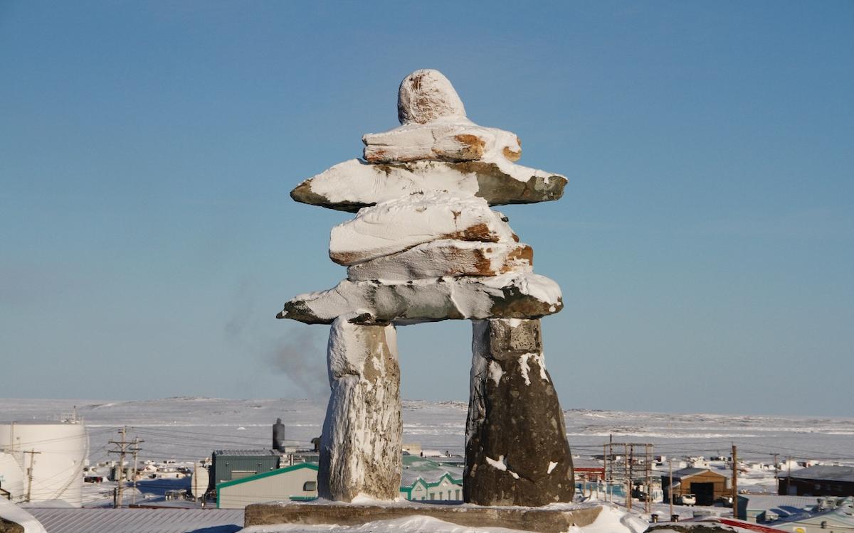 Rankin Inlet's downtown inuksuk.