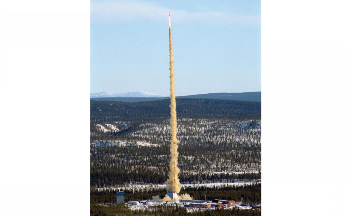 A taiga takeoff. The Swedish Space Corp. launches rockets from its Esrange site, north of the Arctic Circle. Photo courtesy ESA/Esrange/Lars Thulin