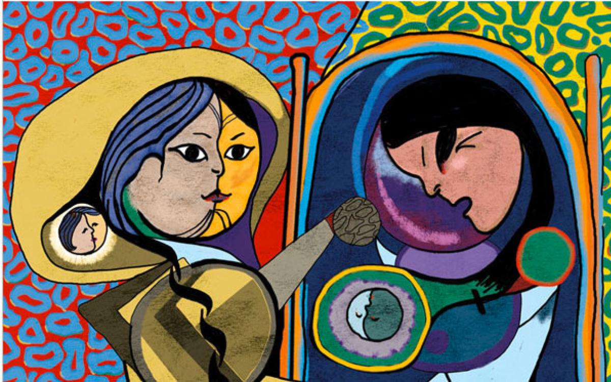 We asked graphic designer Beth Covvey to create mock posters for six Northern plays. Inspired by Pablo Picasso's "Girl before a mirror," here's her interpretation of "Tumit," Reneltta Arluk's one-act play about a woman examining her past, terrified of the present.