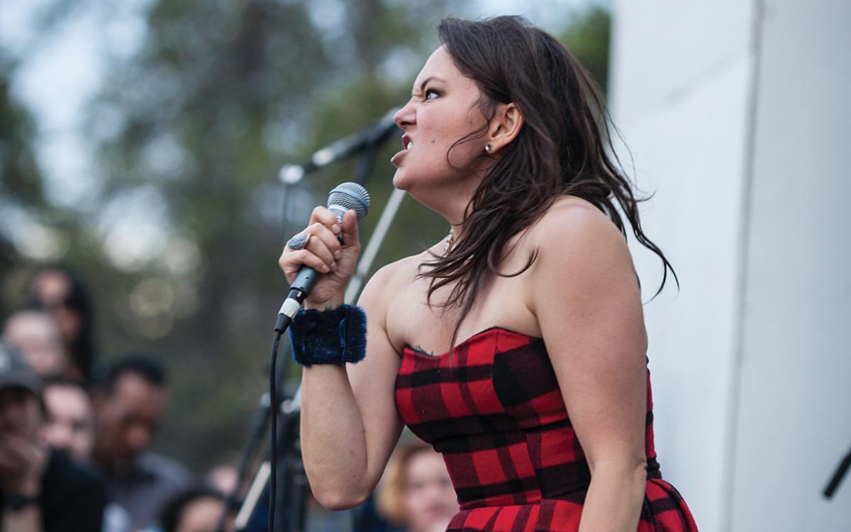 Tanya Tagaq weaves magic at a homecoming show in Yellowknife last July. Photo by Hannah Eden