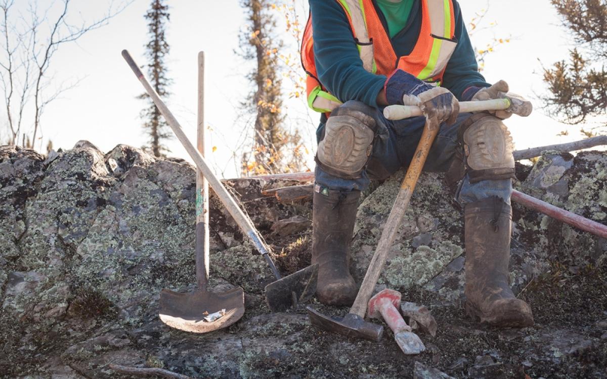 Curtis Overholt takes a break at the TerraX Minerals exploration site about 20 kilometres outside of Yellowknife. Photo by Hannah Eden