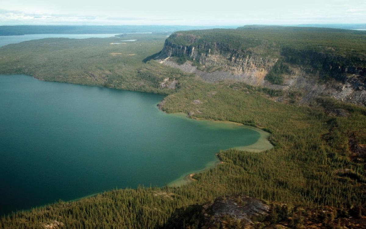 Flying into the East Arm of Great Slave Lake. Photo by Pat Kane