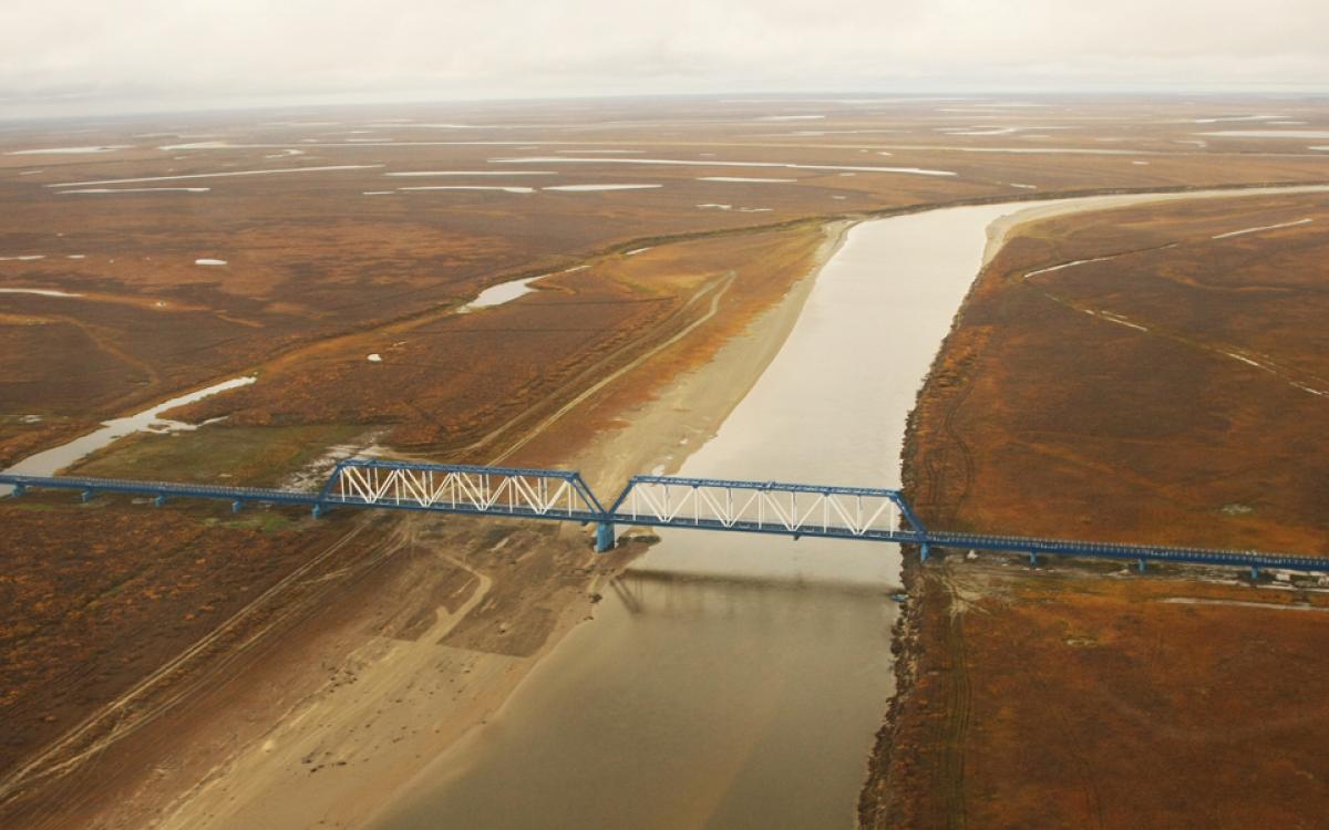 The Yuribey River bridge, at 3.9 kilometres, is the longest above the Arctic Circle. Photo courtesy Gazprom