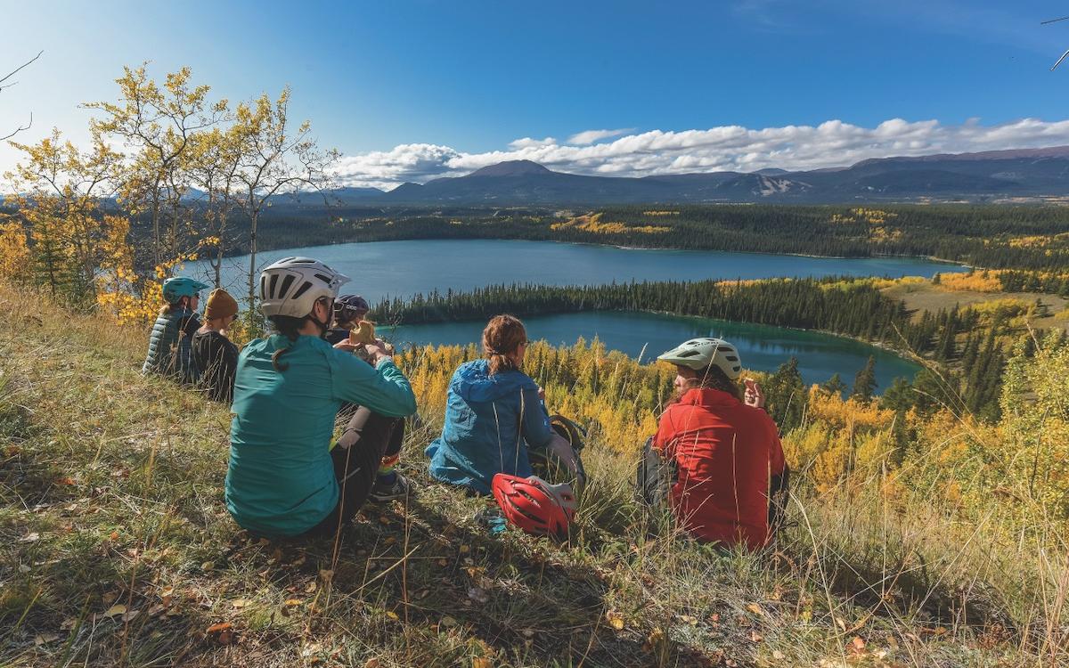 Relaxing after a successful cycling trip in the Yukon. 