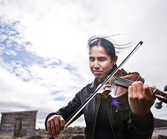 Wesley Hardisty performs at the Alianait Arts Festival in Iqaluit. Photo: Angela Gzowski