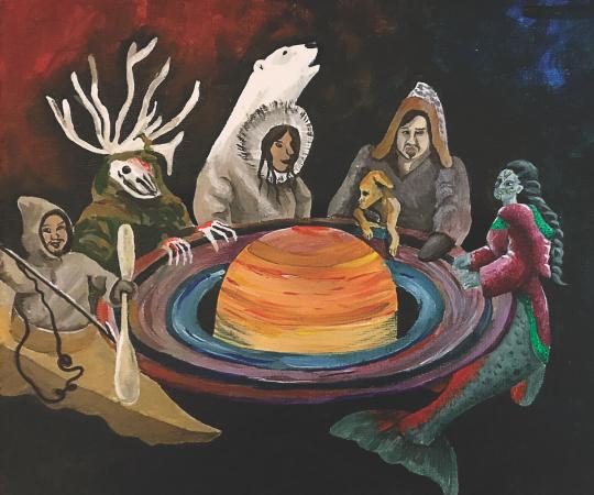 Inuit figures around Saturn