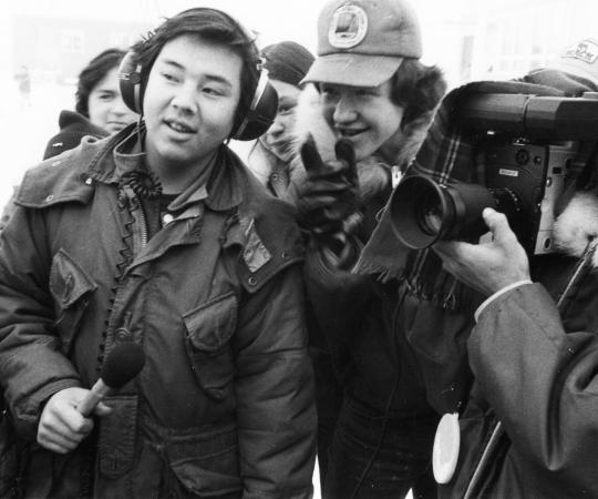 Film crews with the Inuit Broadcasting Corporation.