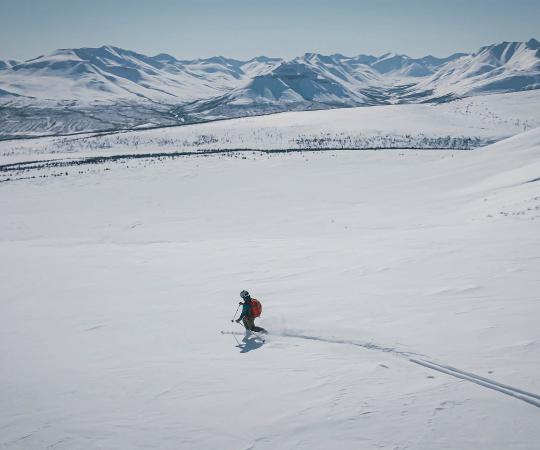 skiing the Mackenzie Mountains