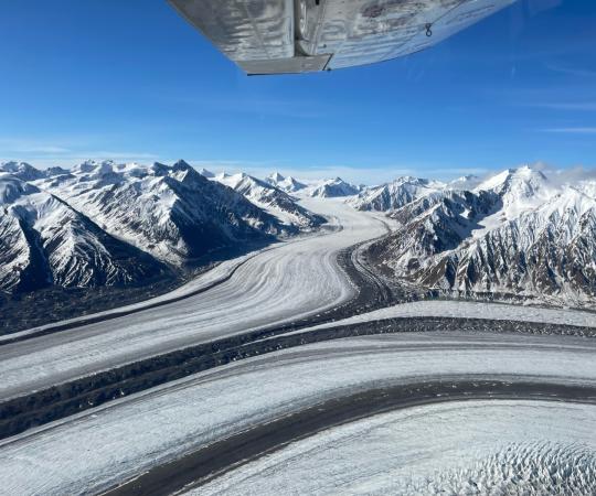 Yukon Glacier views from an airplane window
