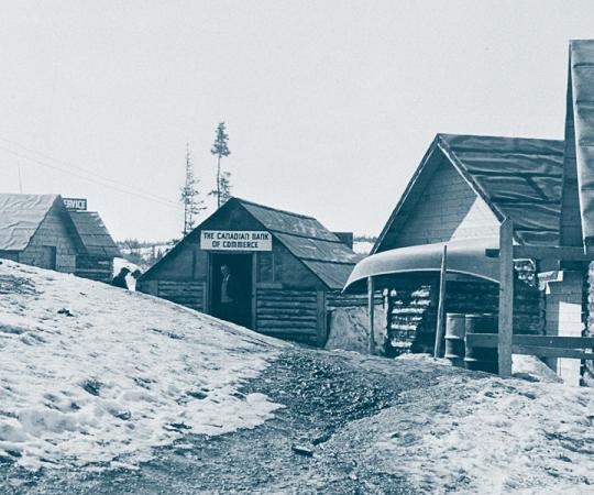 The hastily constructed banks of early Yellowknife were easy to rob. NWT Archives/N-1979-053-0079