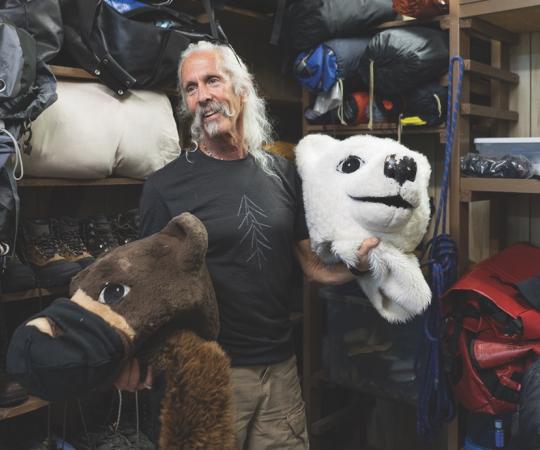 Berger with his polar bear cosplay suit. 