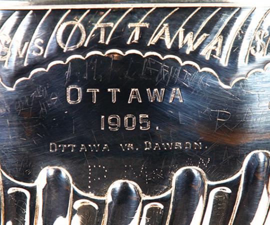 A little bit of the North, inscribed on the cup. Photo: Hockey Hall of Fame