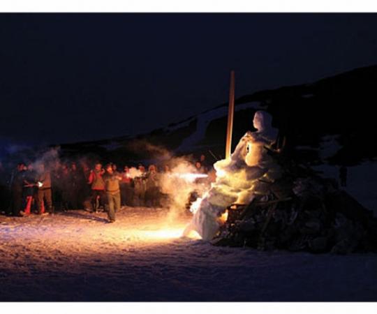 FIRING UP YURT FEST. PHOTO BY SARAH STATHAM