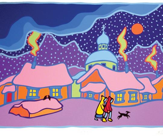 Alaska, acrylic on paper, 11x17. Artwork courtesy of Ted Harrison