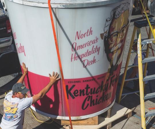 The iconic KFC sign comes down in 2015 after 47 years in business. 