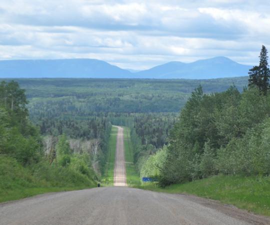 The road to Fort Liard. Photo by Samia Madwar