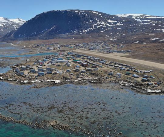 Pangnirtung, Nunavut, a runway runs through it. Photo by Michael H. Davies