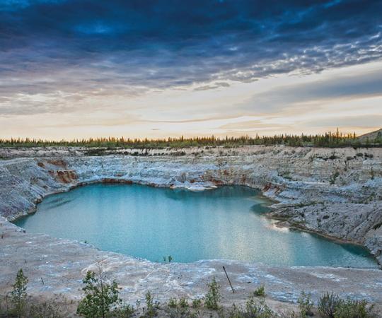 Once an open-pit mine, now a lake. Photo by Hannah Eden/Up Here