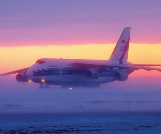 The massive Antonov An-124 drew a crowd of admirers during its brief stay in Iqaluit last April. Photo by Frank Reardon