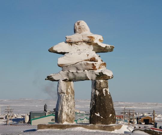 Rankin Inlet's downtown inuksuk.