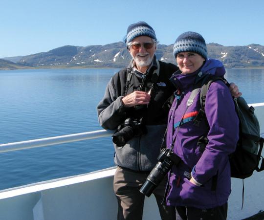 Author France Rivet, right, and Hans-Ludwig Blohm on the fateful 2009 cruise. Photo courtesy of France Rivet