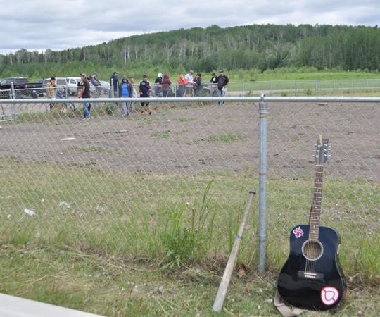 Fort Liard's ball diamond, where you have to dodge the bison patties in the outfield. Photo by Samia Madwar