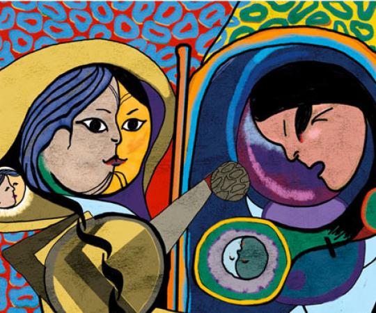 We asked graphic designer Beth Covvey to create mock posters for six Northern plays. Inspired by Pablo Picasso's "Girl before a mirror," here's her interpretation of "Tumit," Reneltta Arluk's one-act play about a woman examining her past, terrified of the present.