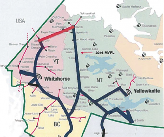 The Northern fibre loop. Courtesy Northwestel