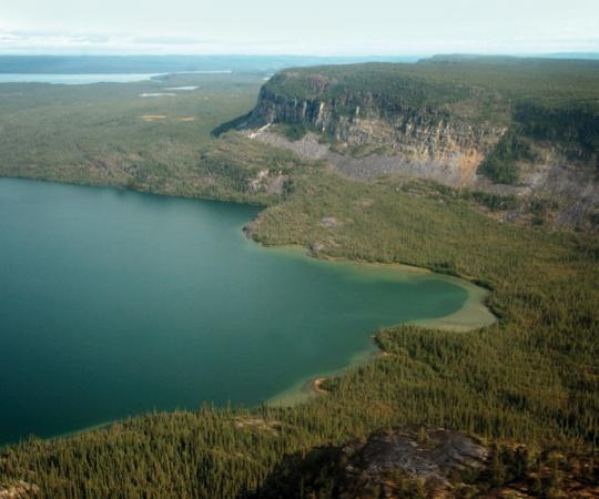 Flying into the East Arm of Great Slave Lake. Photo by Pat Kane